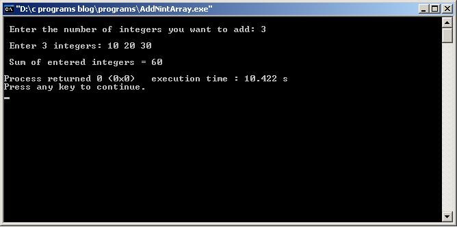 C-Program-Add-N-int-Array