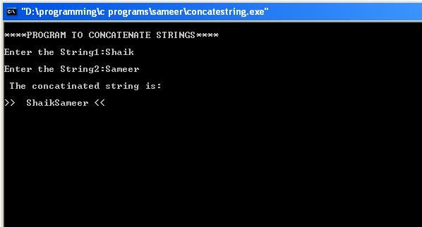 C-Concatenate-String-output