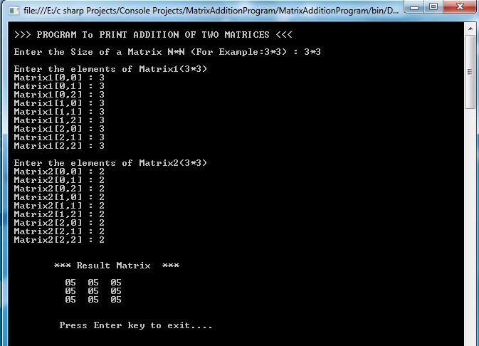 Matrix Addition Output_1