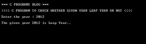 C Program Leap Year Output