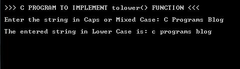 C Program ToLower Function_Output