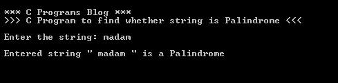 C Program Palindrome output