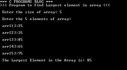 C Program Largest Element Array