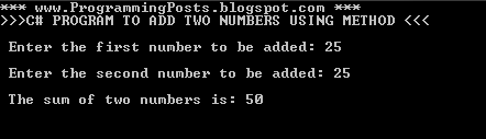 CSharp-Add-Two-Nums-using-Function