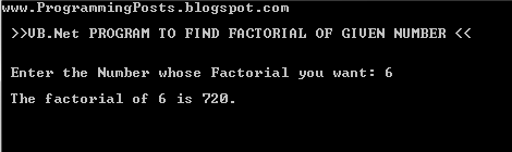 VB.Net Factorial