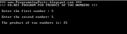 VB.Net Product Two Numbers