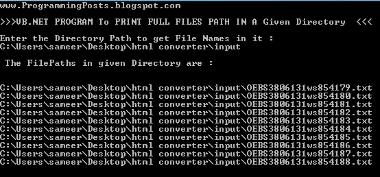 VB NET File Paths in folder