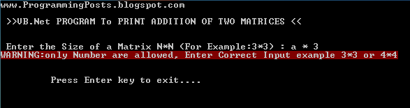 VB.Net Matrix Addition 2