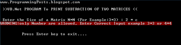 VB.Net Matrix Subtraction