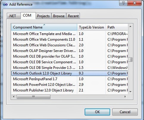 MS Outlook Reference C#.Net