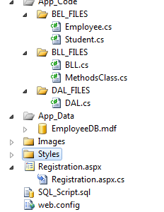 Registration form in Asp.Net / C#.Net winforms using 3-tier architecture