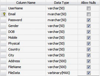 Registration form 3 tier asp.net data table