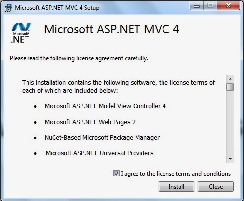 Asp.Net MVC 4 Installation for vs2010 step1