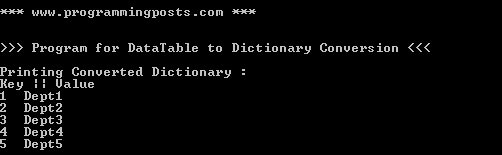 DataTable to Dictionary Conversion in C#.Net