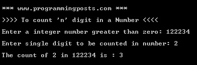 C# Program to count particular digit in a given number