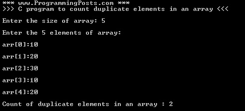 C Program to count duplicate / repeated elements in an array